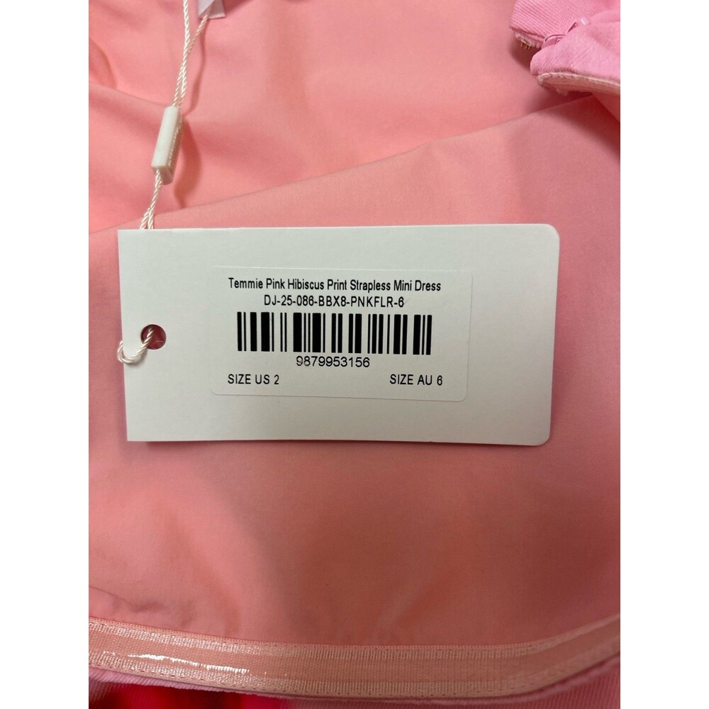 beginning boutique Temmie Pink Hibiscus Strapless Mini Dress XS - 2 - Picture 4 of 12